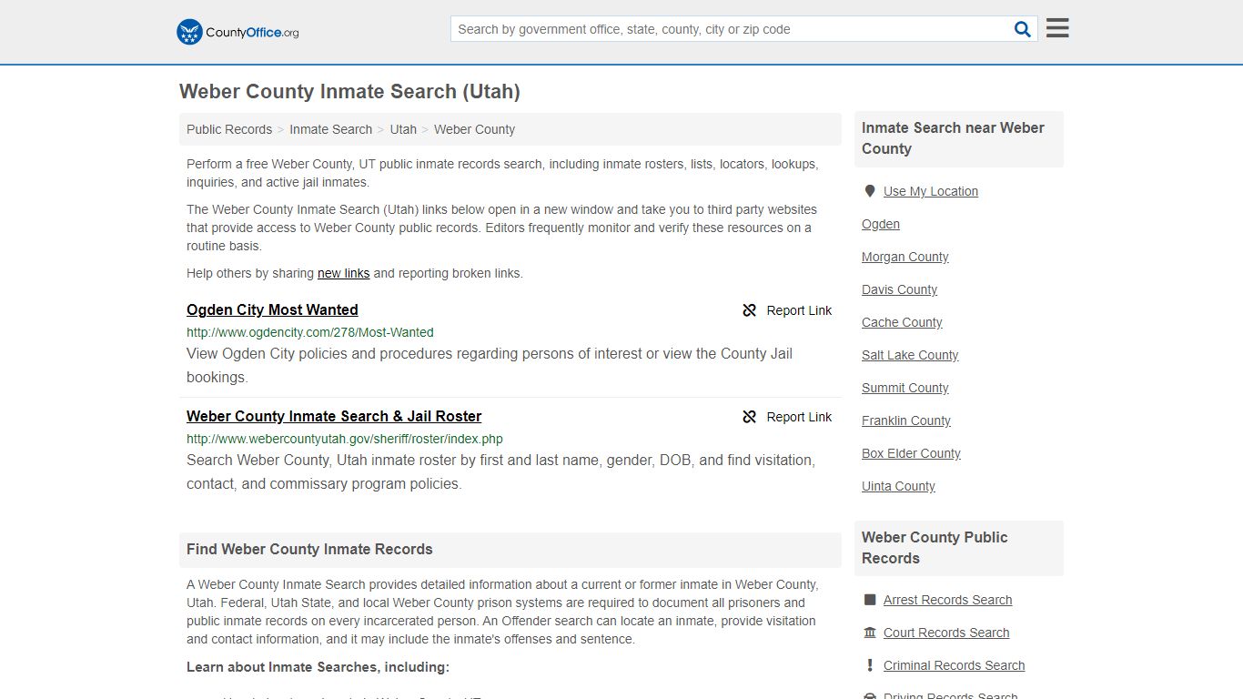 Inmate Search - Weber County, UT (Inmate Rosters & Locators)